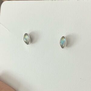 Rainbow moonstone marquis stud earrings